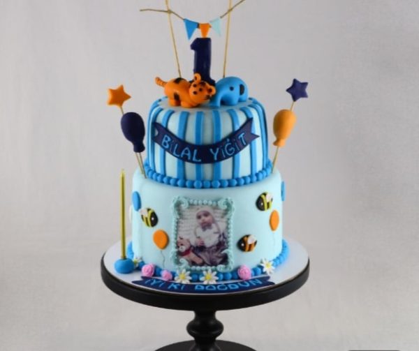 2 Tier Blue Birthday Cake for Boy