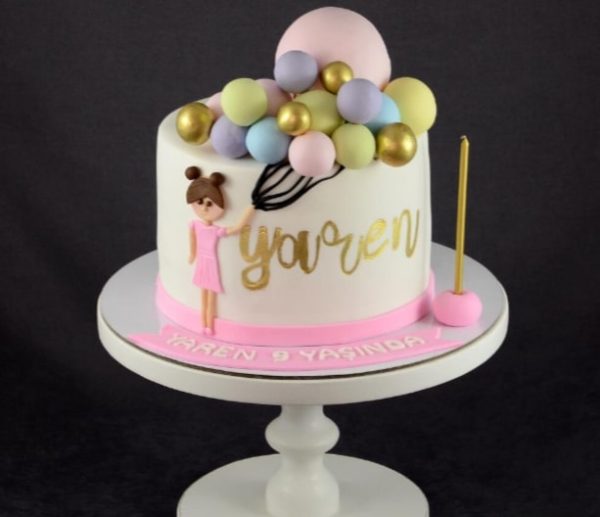 Cake Decorated with Colorful Balloons