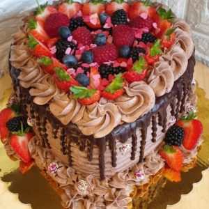 Chocolate and strawberry Valentines day cake