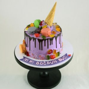 Ice Cream and Macarons Celebration Cake